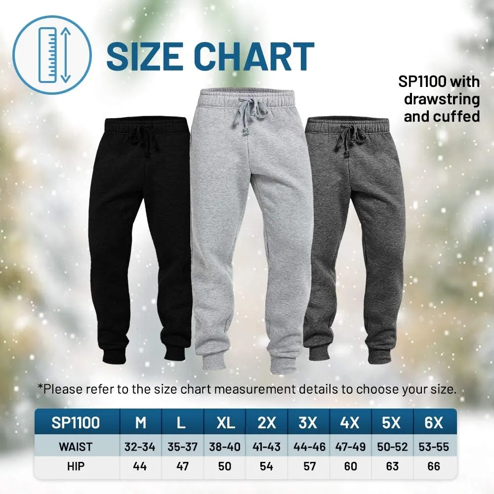 JMR Men's Fleece Sweatpants and Jogger Pants with Side Pockets for Winter Cycling, Gym Training, or Everyday Use