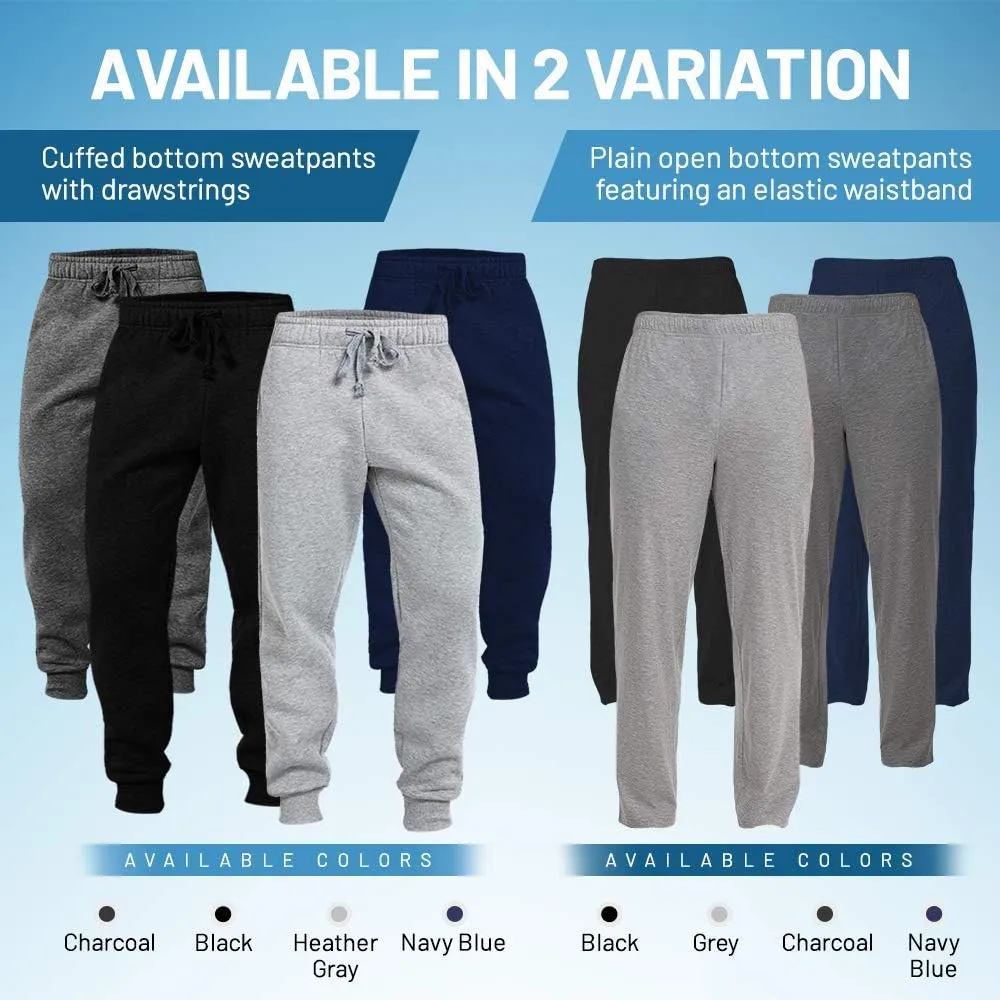 JMR Men's Fleece Sweatpants and Jogger Pants with Side Pockets for Winter Cycling, Gym Training, or Everyday Use