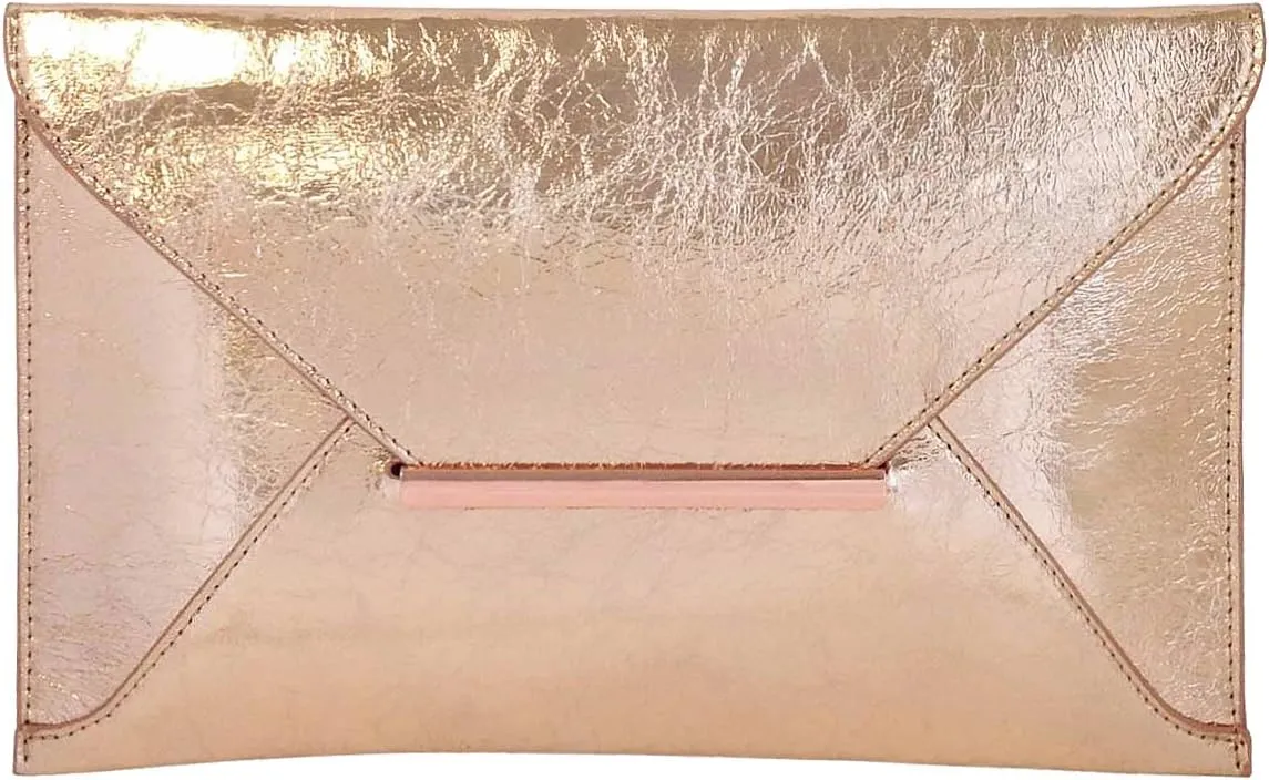JNB Crushed Metallic Envelope Clutch