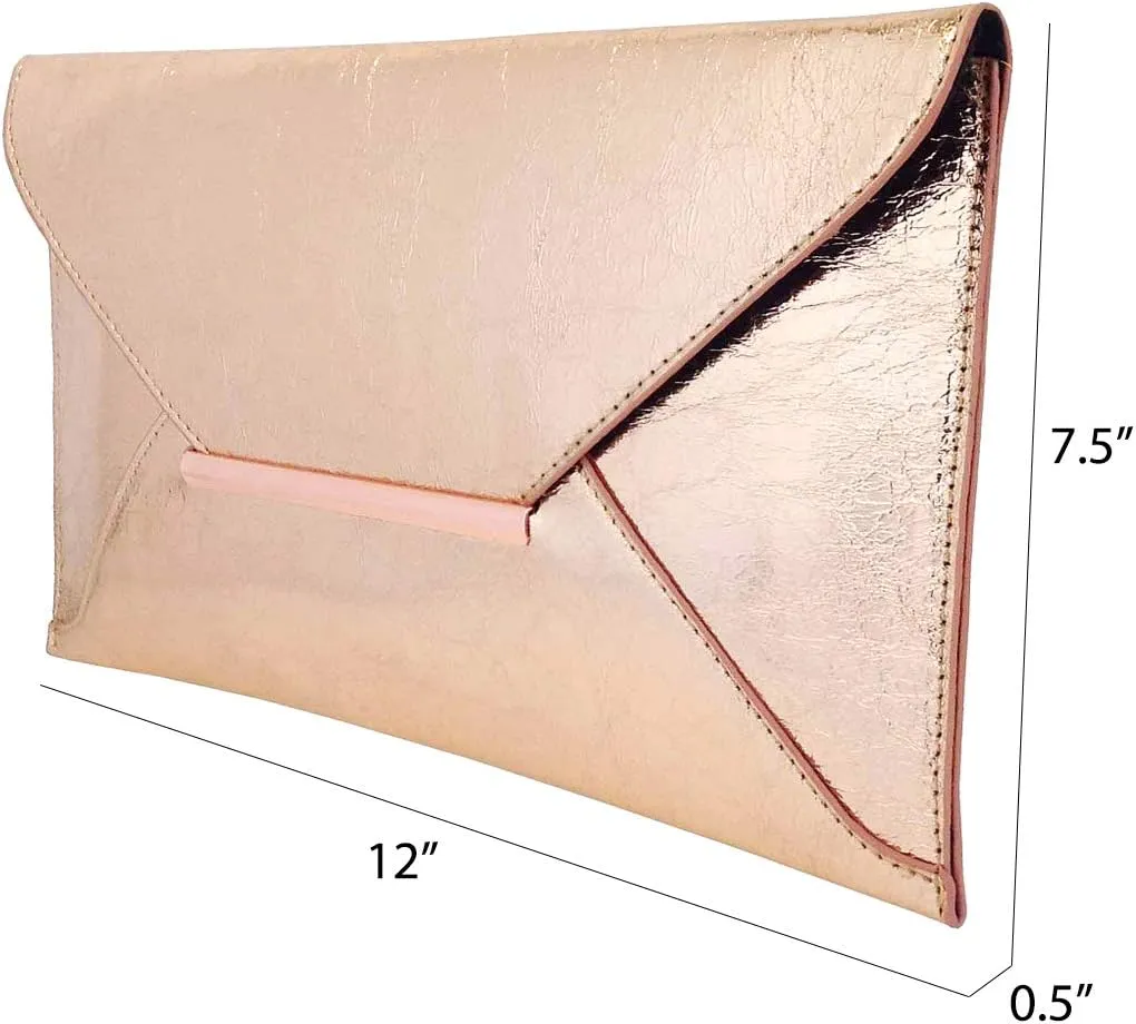 JNB Crushed Metallic Envelope Clutch