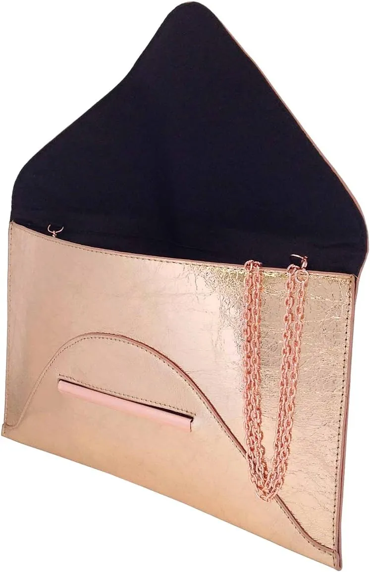 JNB Crushed Metallic Envelope Clutch