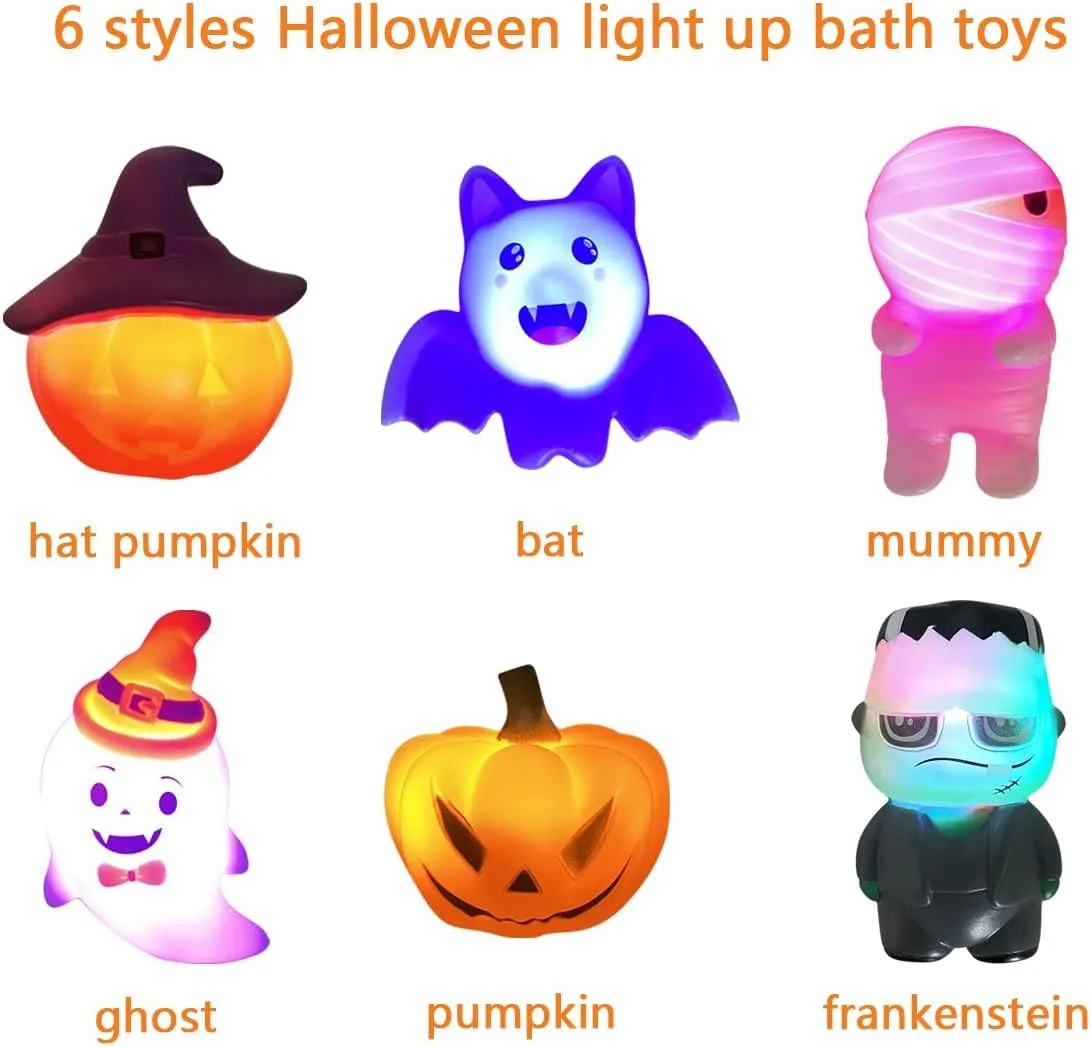 Jofan 6 Pack Halloween Light Up Bath Toys Halloween Toys for Kids Toddlers Boys Girls Halloween Party Favors Halloween Treat Bags Gifts