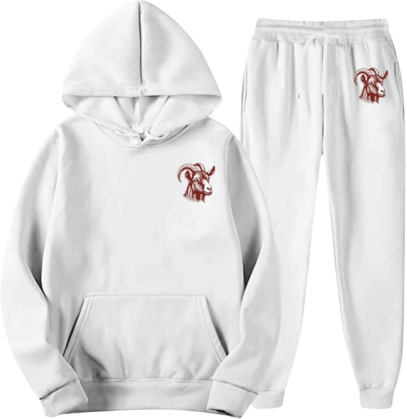 Jogger Sets for Men Coat Graphic Drawstring Long Sleeve Hoodie Tapered Pants Comfy Workout Sport Outfits with Pocket