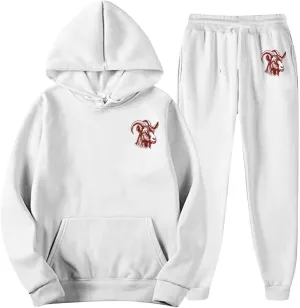 Jogger Sets for Men Coat Graphic Drawstring Long Sleeve Hoodie Tapered Pants Comfy Workout Sport Outfits with Pocket