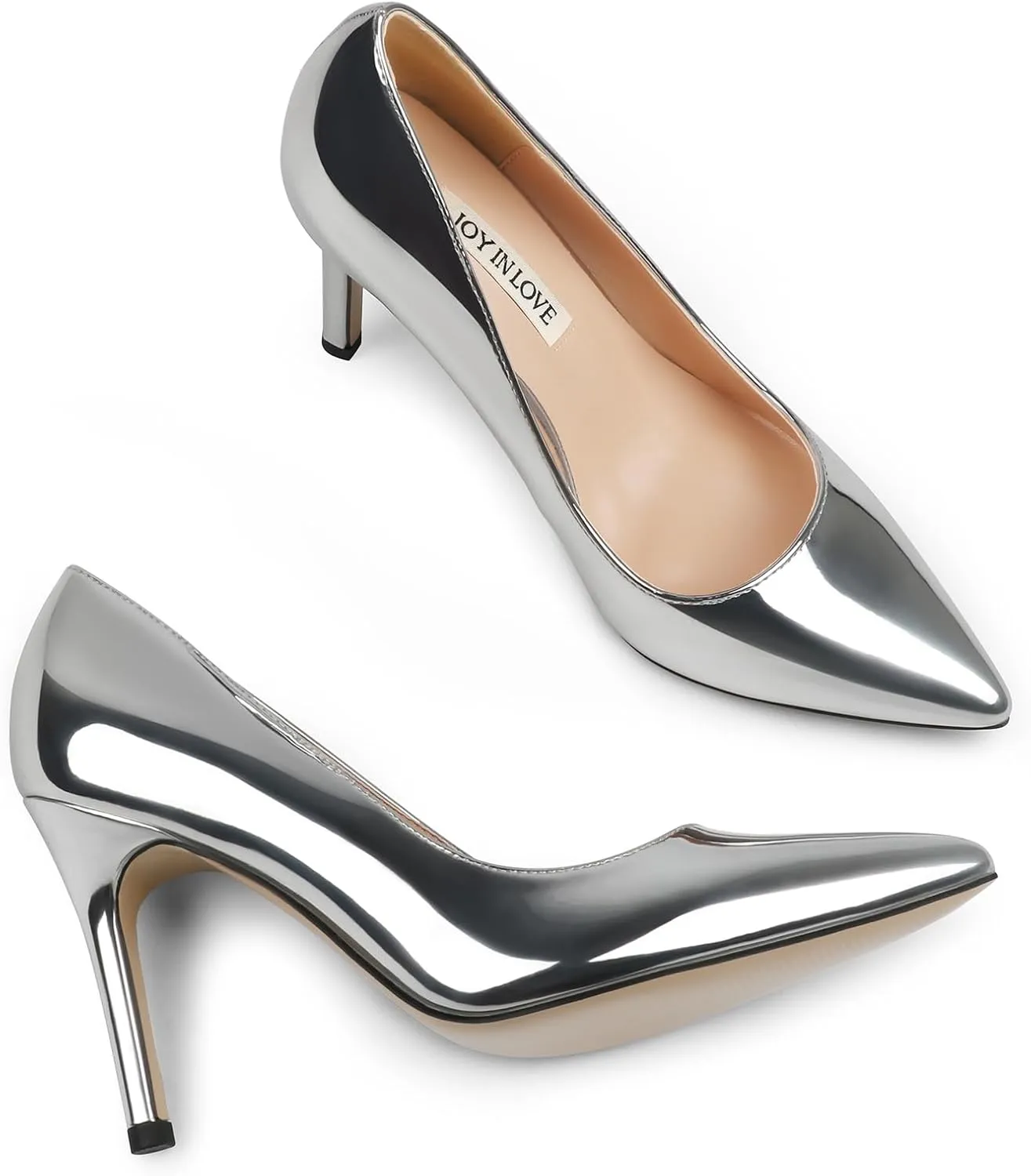 JOY IN LOVE Women's Pumps Shoes 3.5" High Heels Pointy Toe Stiletto Pumps
