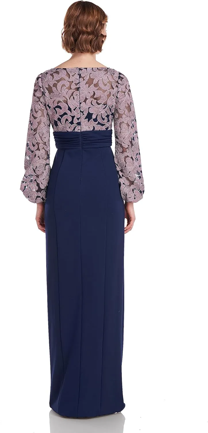 JS Collections Women's Sheila Illusion Column Gown