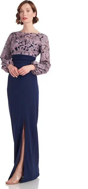 JS Collections Women's Sheila Illusion Column Gown