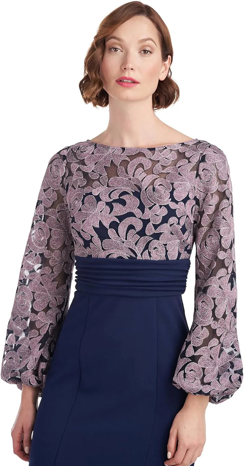 JS Collections Women's Sheila Illusion Column Gown