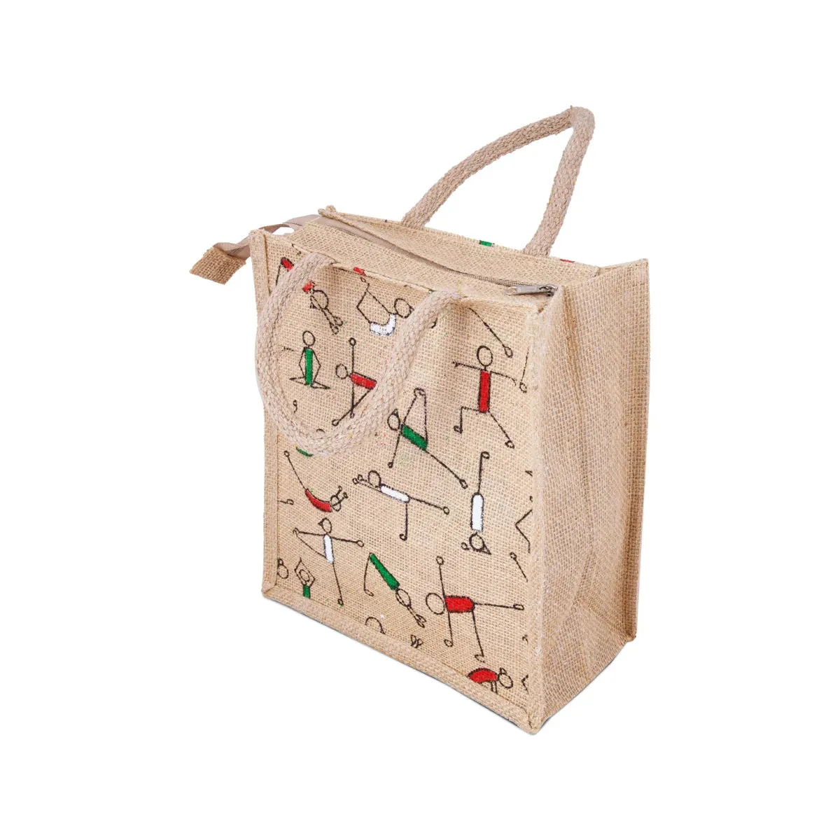 Jute Handbag with Zip - 10 x 10 Inches | Jute Tote Bag/ Jute Carry Bag for Women