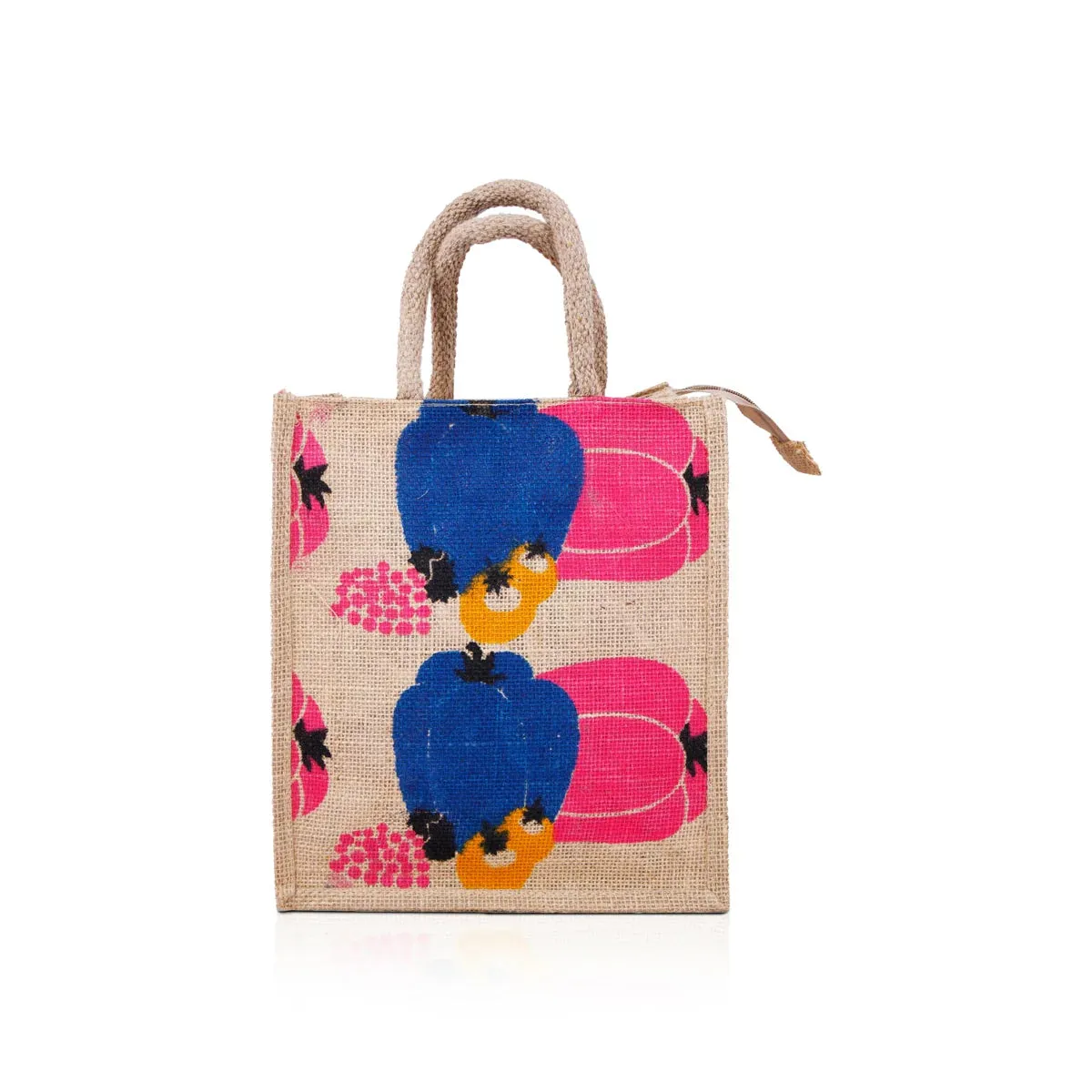 Jute Handbag with Zip - 10 x 10 Inches | Jute Tote Bag/ Jute Carry Bag for Women