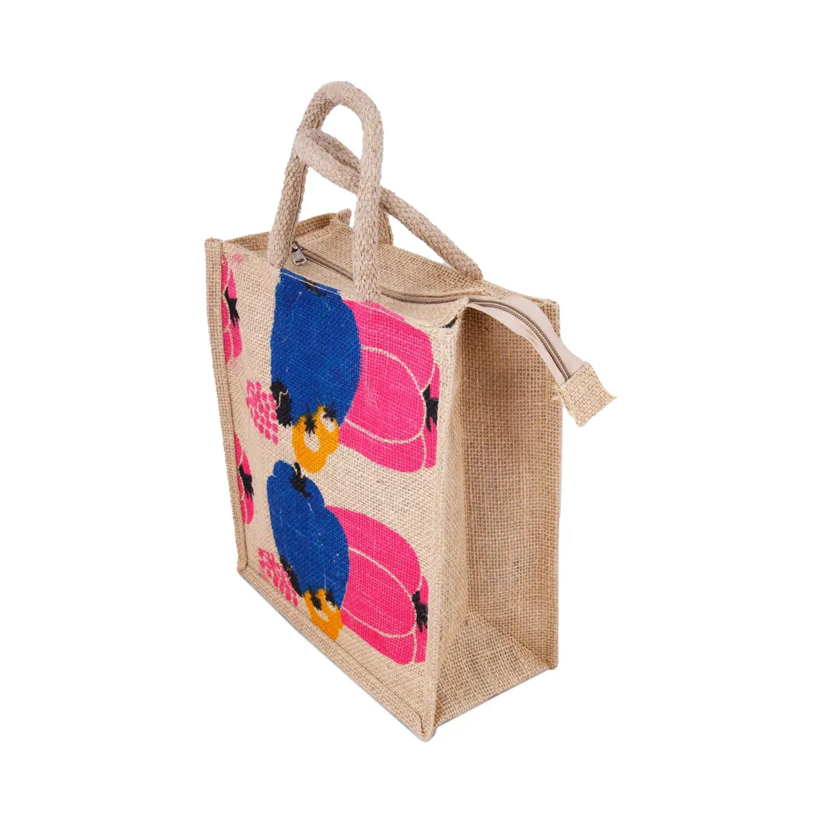 Jute Handbag with Zip - 10 x 10 Inches | Jute Tote Bag/ Jute Carry Bag for Women