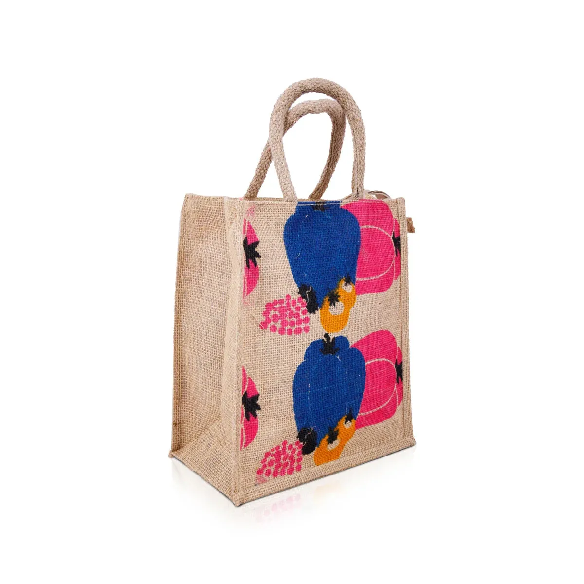 Jute Handbag with Zip - 10 x 10 Inches | Jute Tote Bag/ Jute Carry Bag for Women
