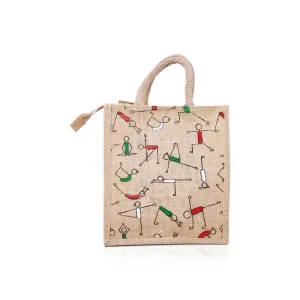 Jute Handbag with Zip - 10 x 10 Inches | Jute Tote Bag/ Jute Carry Bag for Women