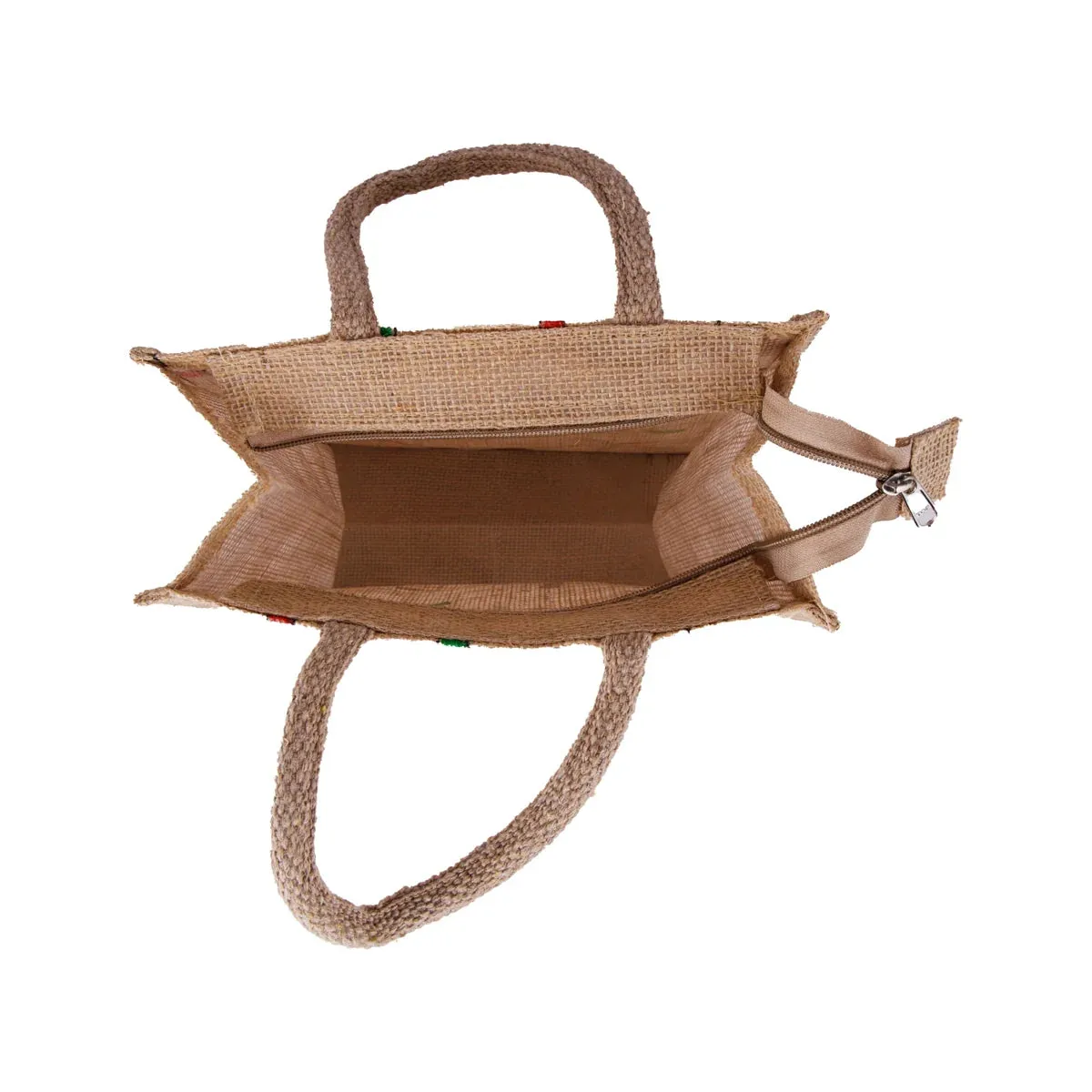 Jute Handbag with Zip - 10 x 10 Inches | Jute Tote Bag/ Jute Carry Bag for Women