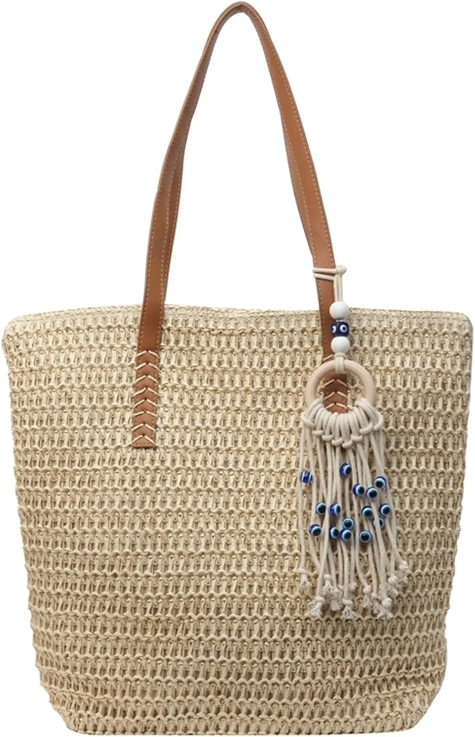 KARRESLY Straw Beach Bag for Women Woven Structured Tote Bag Summer Large Rattan bag