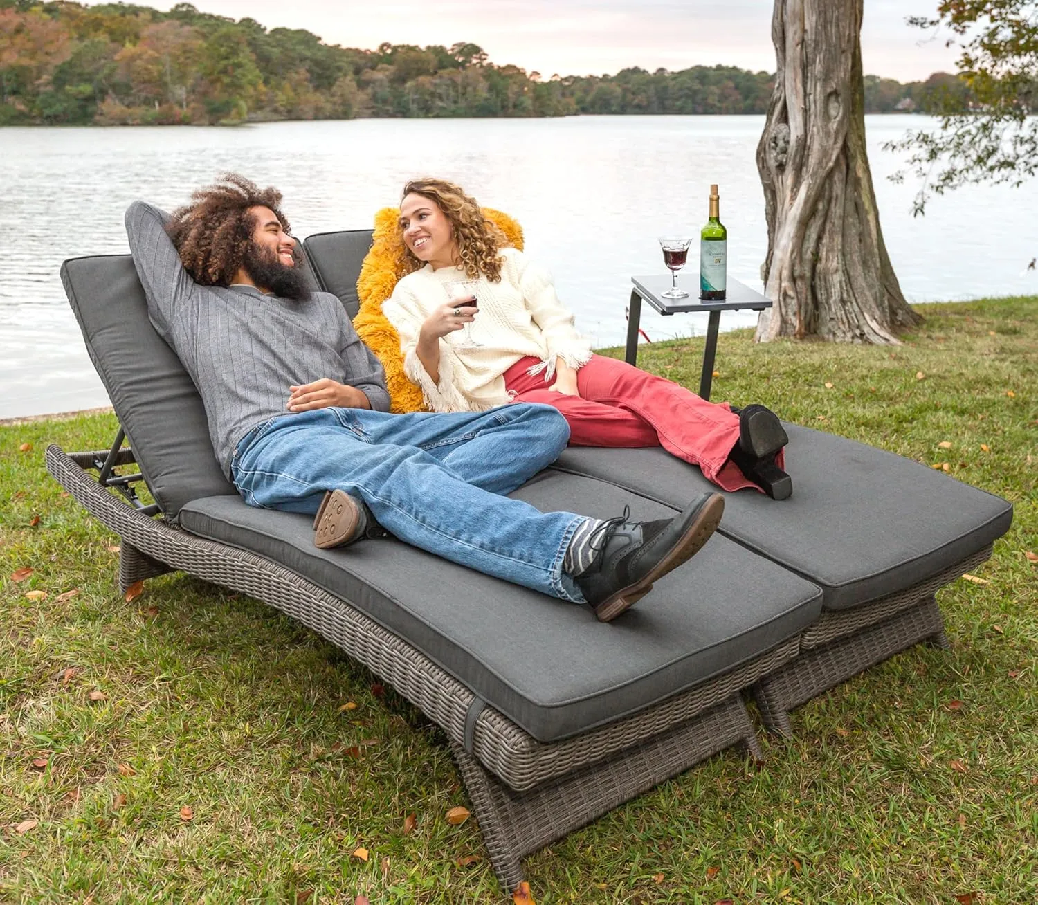 KETTLER Palma Wicker Multi-Position Lounger (Cast Ash)