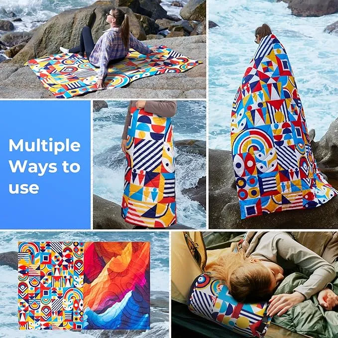 KingCamp Lightweight Camping Blanket - Down Alternative Puffy Printed Camping Quilt - Portable for Travel, Picnic, Hiking, Stadium, Airplane - 79" x 57" (Festival)