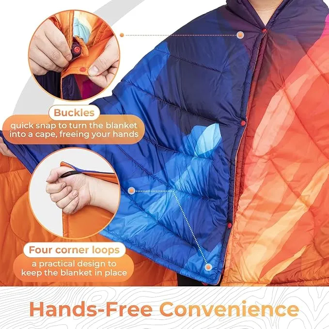 KingCamp Lightweight Camping Blanket - Down Alternative Puffy Printed Camping Quilt - Portable for Travel, Picnic, Hiking, Stadium, Airplane - 79" x 57" (Peak)