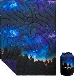 KingCamp Lightweight Camping Blanket - Down Alternative Puffy Printed Camping Quilt - Portable for Travel, Picnic, Hiking, Stadium, Airplane - 79" x 57" (Starrysky)