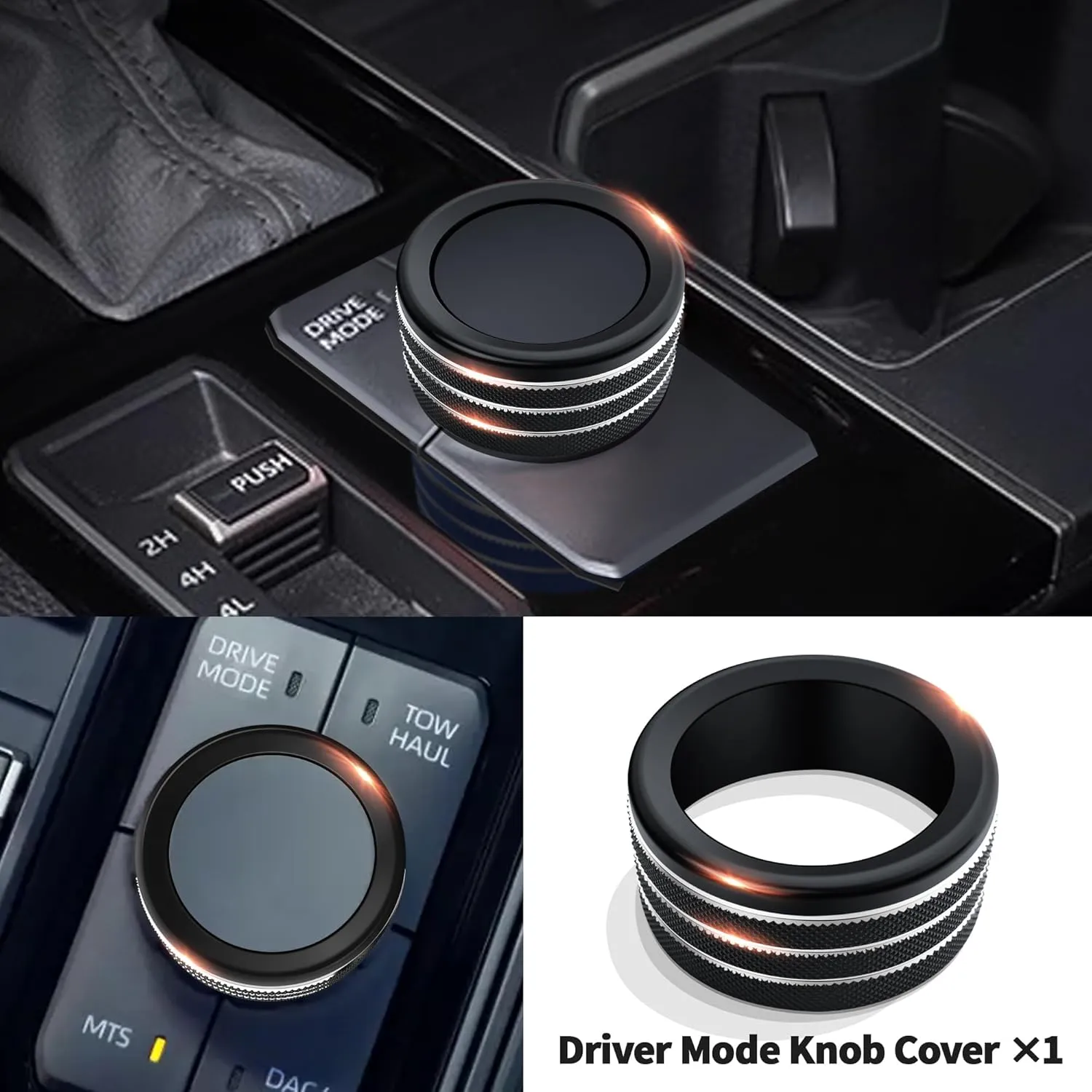 Knob Cover Accessories for Toyota Tundra 2022-2025 & Sequoia 2023-2025, 5pcs Aluminum Alloy Trim Set (Black, 14-inch Display Screen)