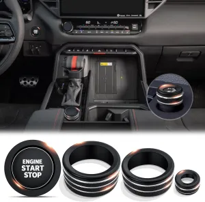 Knob Cover Accessories for Toyota Tundra 2022-2025 & Sequoia 2023-2025, 5pcs Aluminum Alloy Trim Set (Black, 14-inch Display Screen)