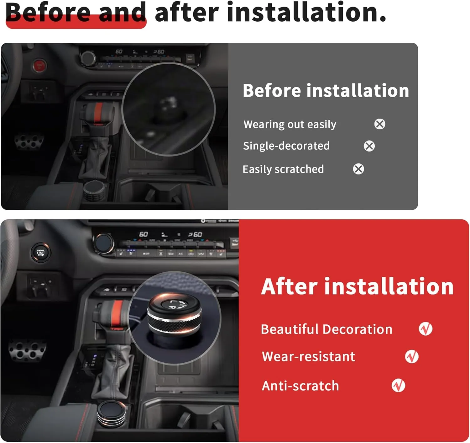 Knob Cover Accessories for Toyota Tundra 2022-2025 & Sequoia 2023-2025, 5pcs Aluminum Alloy Trim Set (Black, 14-inch Display Screen)