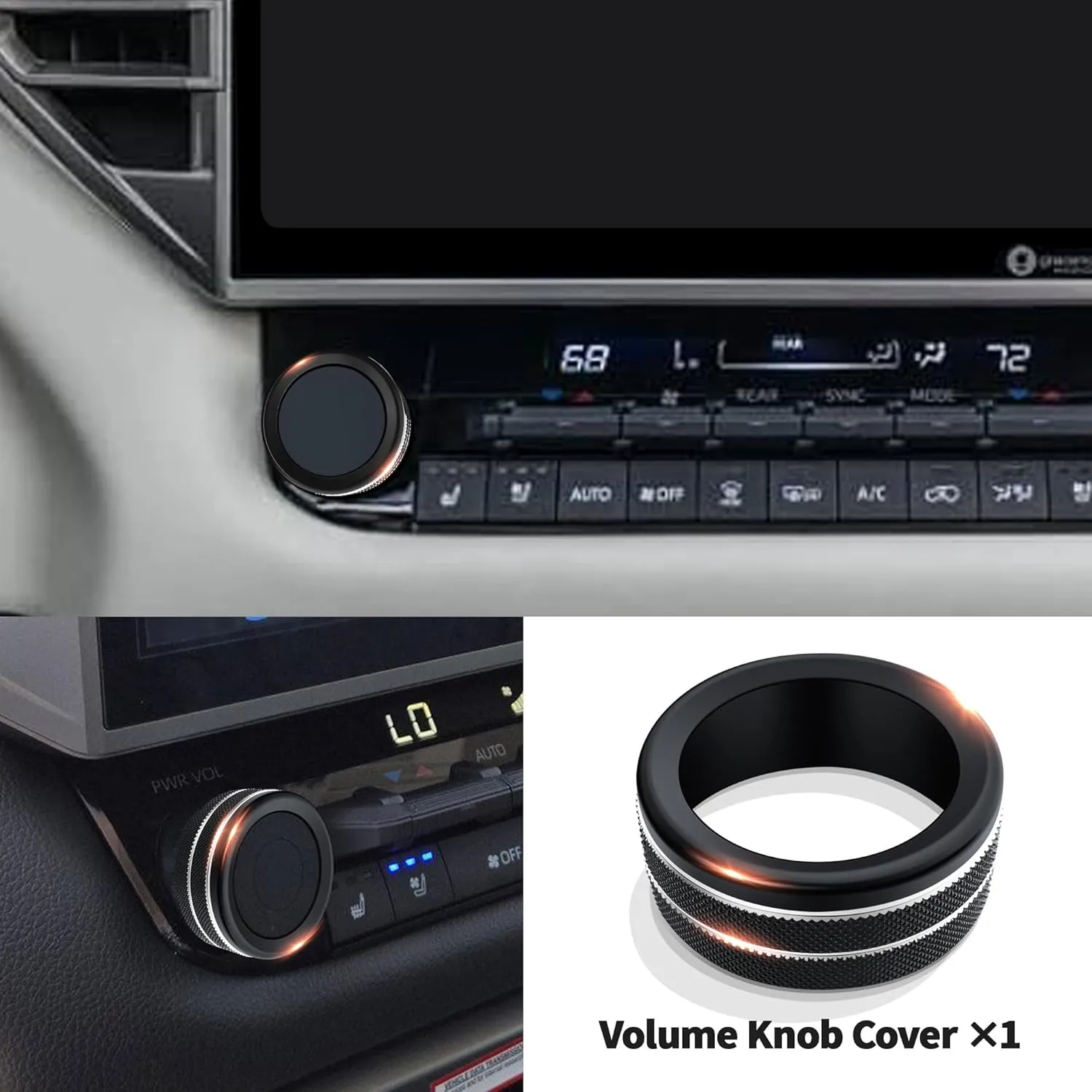 Knob Cover Accessories for Toyota Tundra 2022-2025 & Sequoia 2023-2025, 5pcs Aluminum Alloy Trim Set (Black, 14-inch Display Screen)