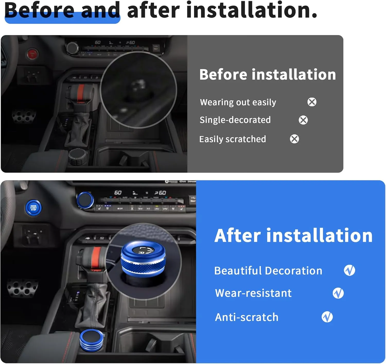 Knob Cover Accessories for Toyota Tundra 2022-2025 & Sequoia 2023-2025, 5pcs Aluminum Alloy Trim Set (Blue, 14-inch Display Screen)