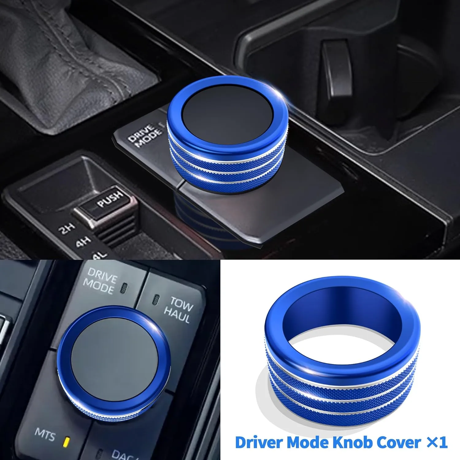 Knob Cover Accessories for Toyota Tundra 2022-2025 & Sequoia 2023-2025, 5pcs Aluminum Alloy Trim Set (Blue, 14-inch Display Screen)