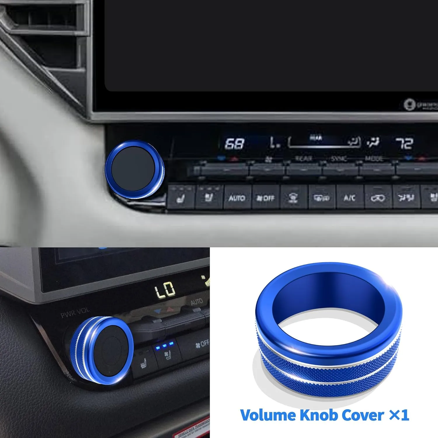 Knob Cover Accessories for Toyota Tundra 2022-2025 & Sequoia 2023-2025, 5pcs Aluminum Alloy Trim Set (Blue, 14-inch Display Screen)