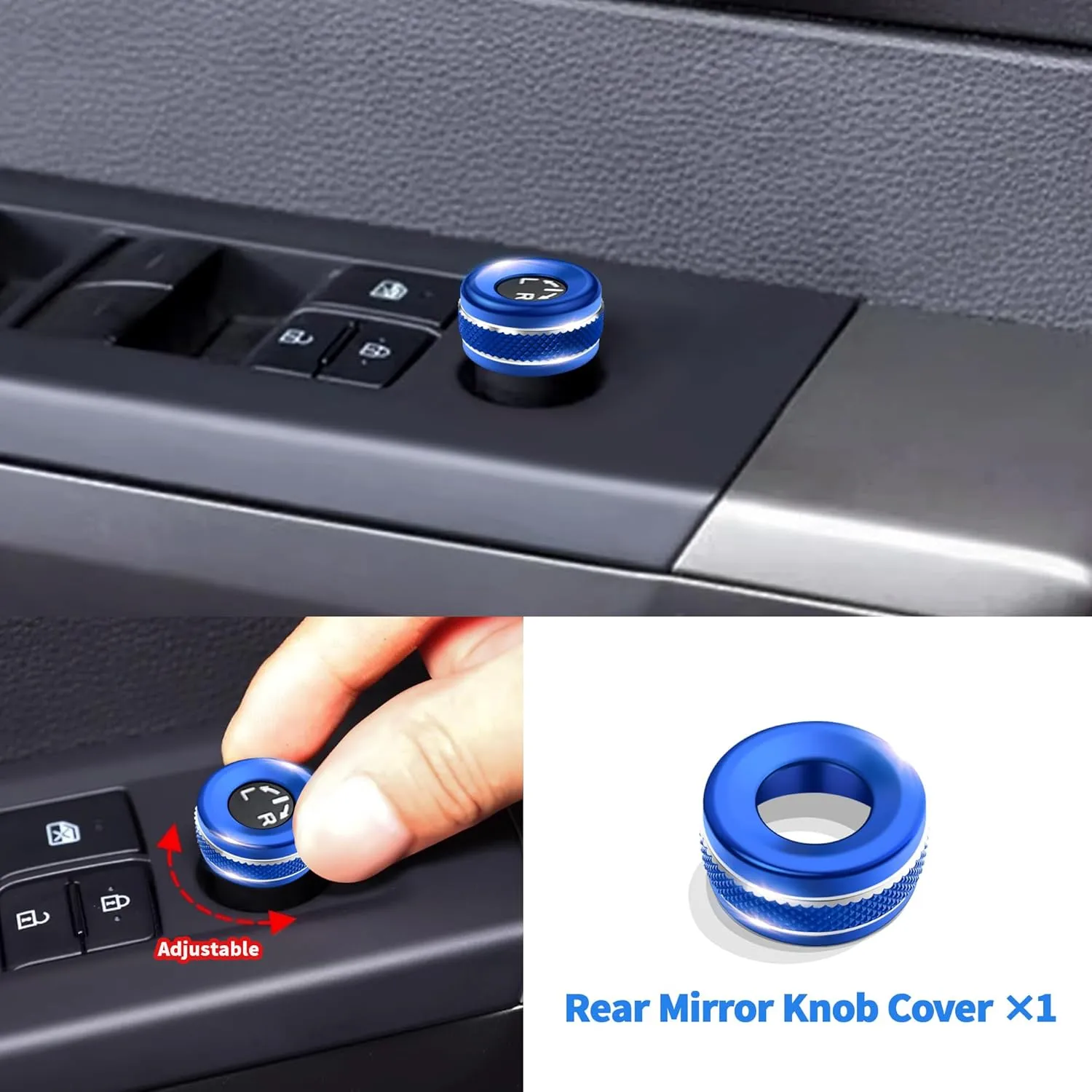 Knob Cover Accessories for Toyota Tundra 2022-2025 & Sequoia 2023-2025, 5pcs Aluminum Alloy Trim Set (Blue, 14-inch Display Screen)