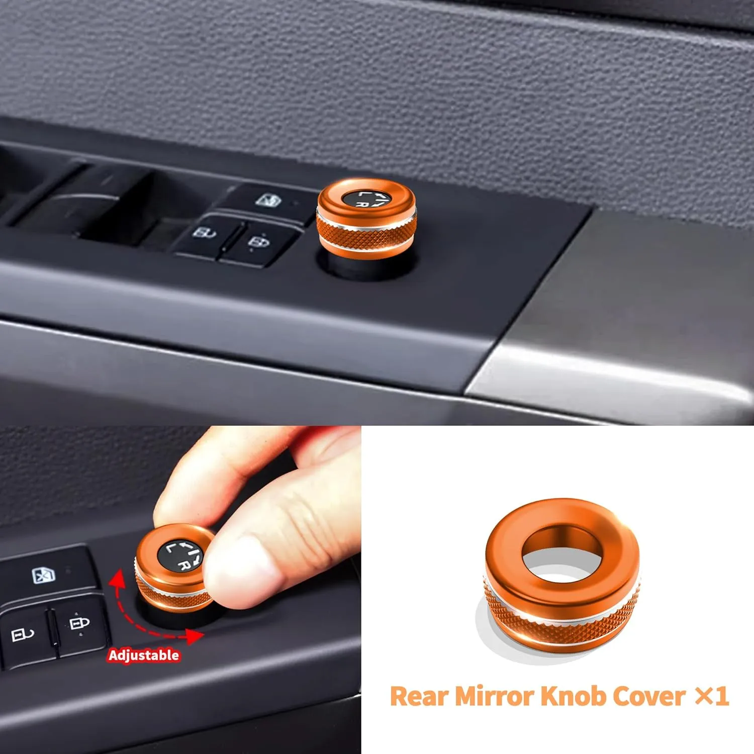 Knob Cover Accessories for Toyota Tundra 2022-2025 & Sequoia 2023-2025, 5pcs Aluminum Alloy Trim Set (Orange, 14-inch Display Screen)