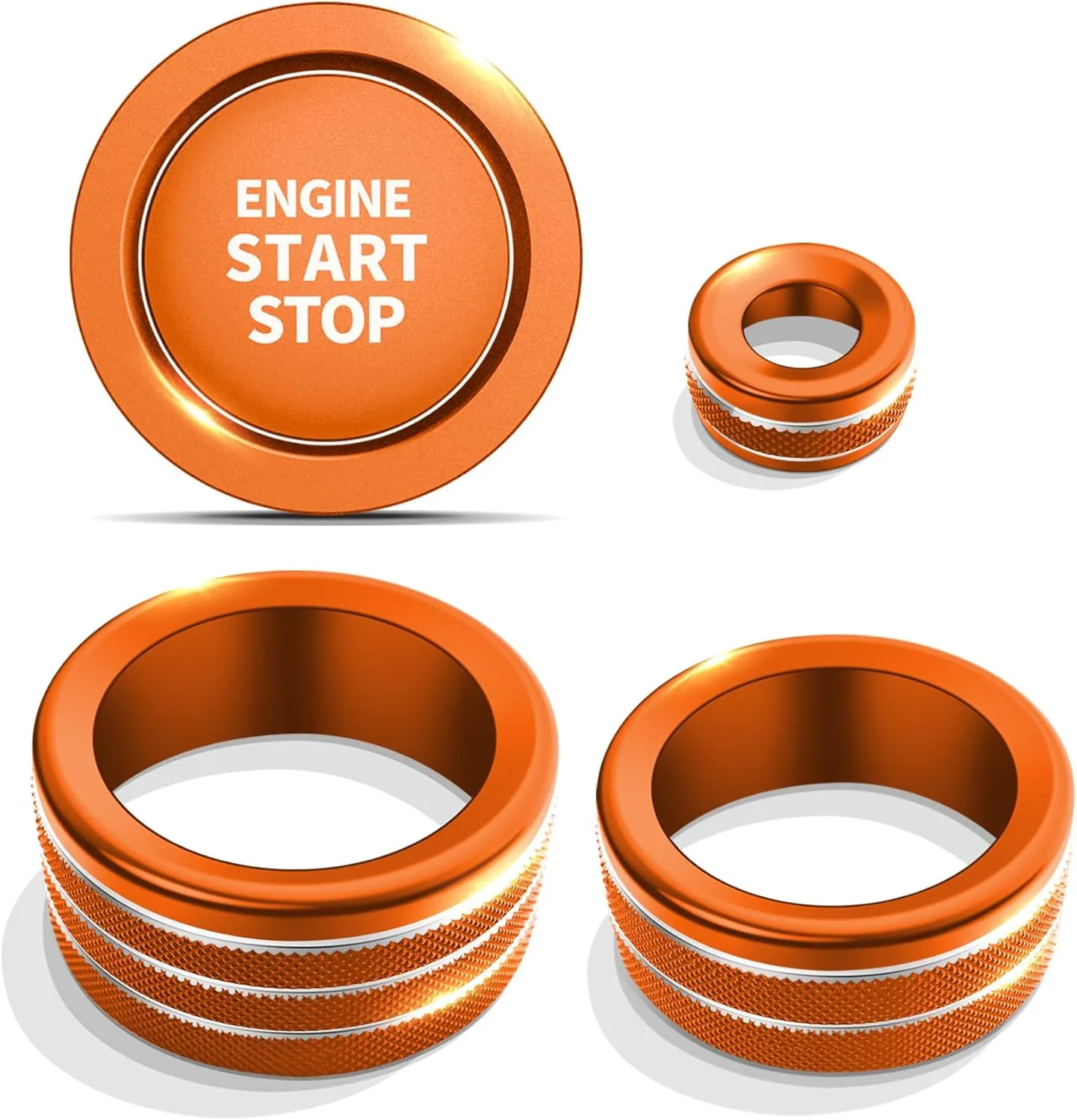 Knob Cover Accessories for Toyota Tundra 2022-2025 & Sequoia 2023-2025, 5pcs Aluminum Alloy Trim Set (Orange, 14-inch Display Screen)