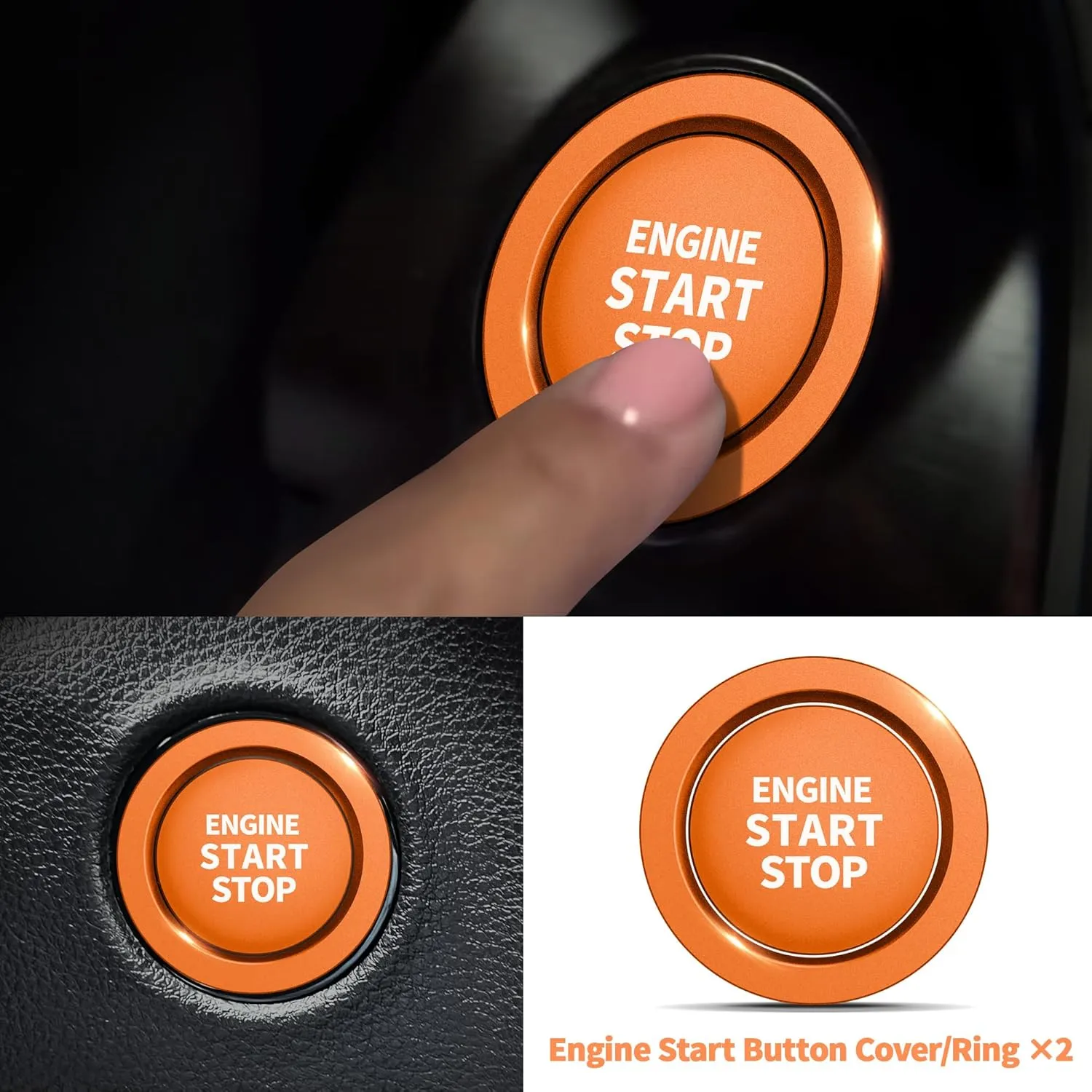 Knob Cover Accessories for Toyota Tundra 2022-2025 & Sequoia 2023-2025, 5pcs Aluminum Alloy Trim Set (Orange, 14-inch Display Screen)