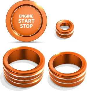 Knob Cover Accessories for Toyota Tundra 2022-2025 & Sequoia 2023-2025, 5pcs Aluminum Alloy Trim Set (Orange, 14-inch Display Screen)