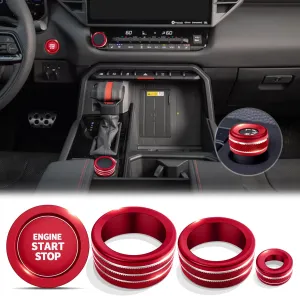 Knob Cover Accessories for Toyota Tundra 2022-2025 & Sequoia 2023-2025, 5pcs Aluminum Alloy Trim Set (Red, 14-inch Display Screen)