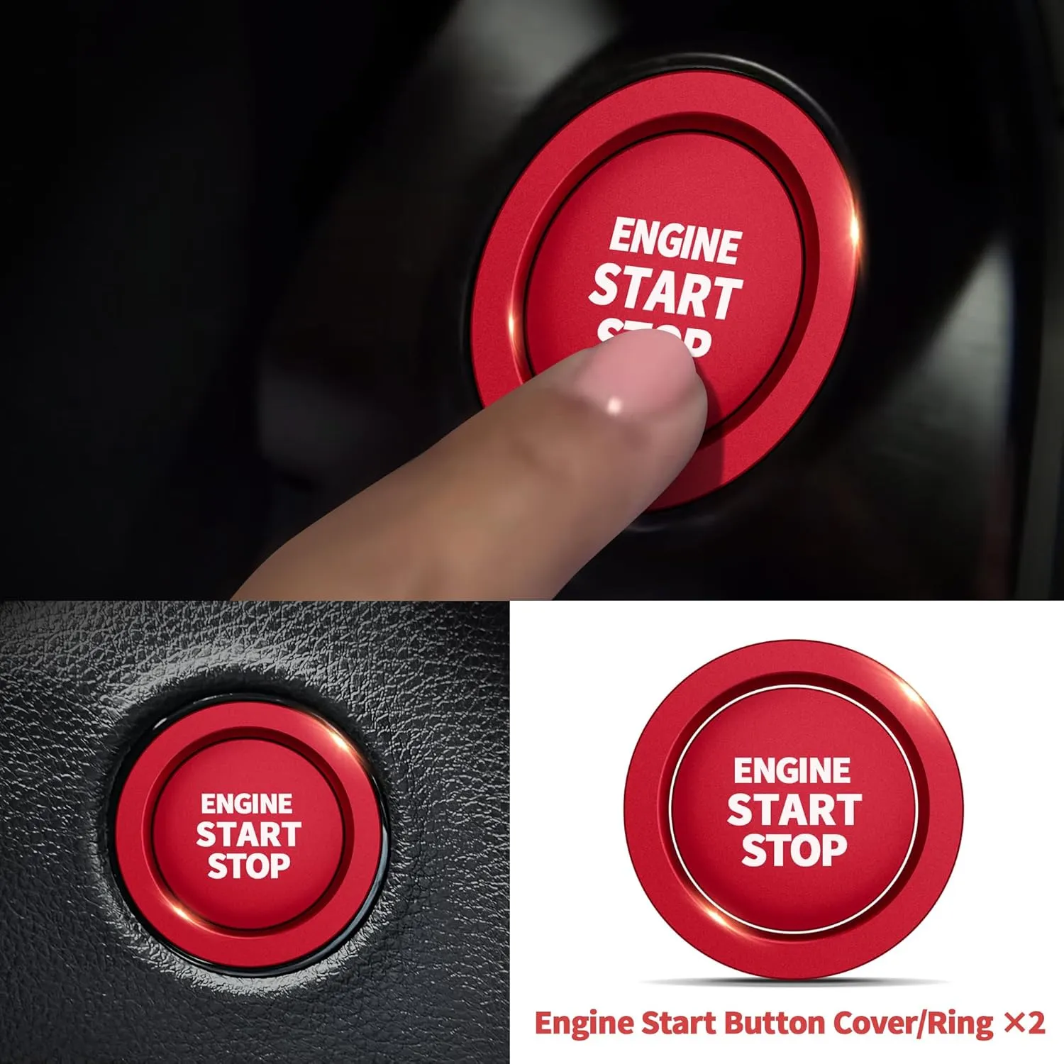 Knob Cover Accessories for Toyota Tundra 2022-2025 & Sequoia 2023-2025, 5pcs Aluminum Alloy Trim Set (Red, 14-inch Display Screen)