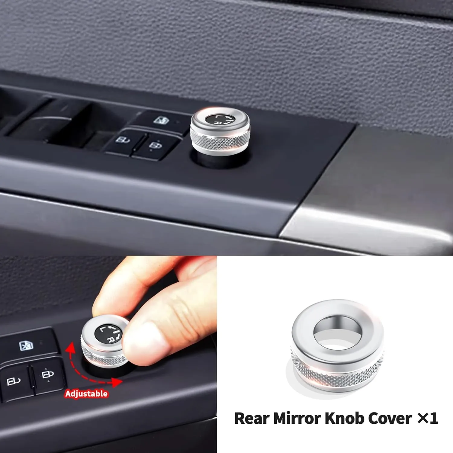 Knob Cover Accessories for Toyota Tundra 2022-2025 & Sequoia 2023-2025, 5pcs Aluminum Alloy Trim Set (Silver, 14-inch Display Screen)