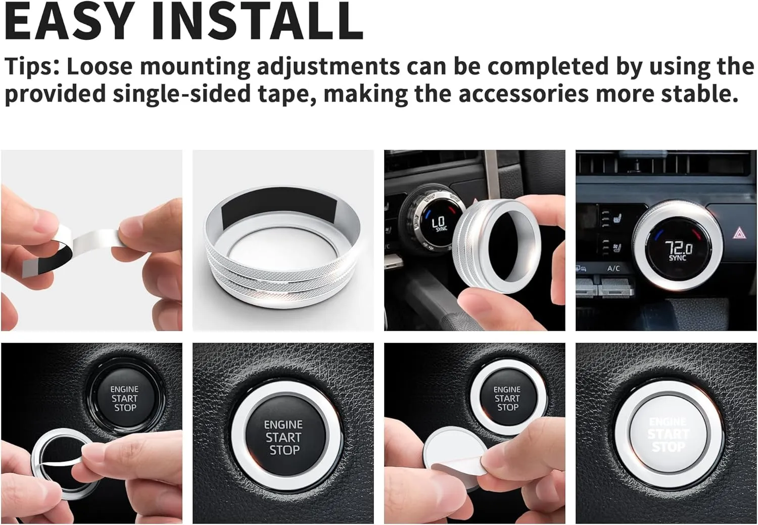 Knob Cover Accessories for Toyota Tundra 2022-2025 & Sequoia 2023-2025, 5pcs Aluminum Alloy Trim Set (Silver, 14-inch Display Screen)