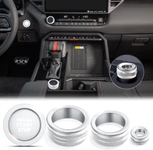 Knob Cover Accessories for Toyota Tundra 2022-2025 & Sequoia 2023-2025, 5pcs Aluminum Alloy Trim Set (Silver, 14-inch Display Screen)