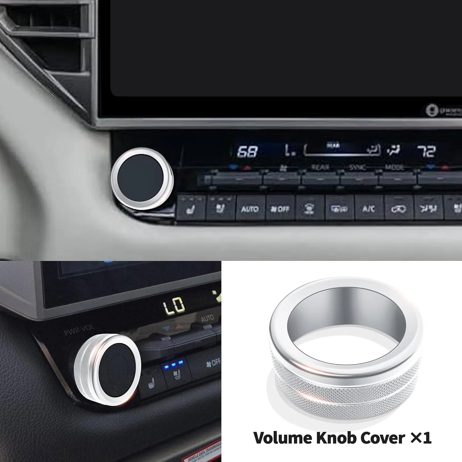 Knob Cover Accessories for Toyota Tundra 2022-2025 & Sequoia 2023-2025, 5pcs Aluminum Alloy Trim Set (Silver, 14-inch Display Screen)