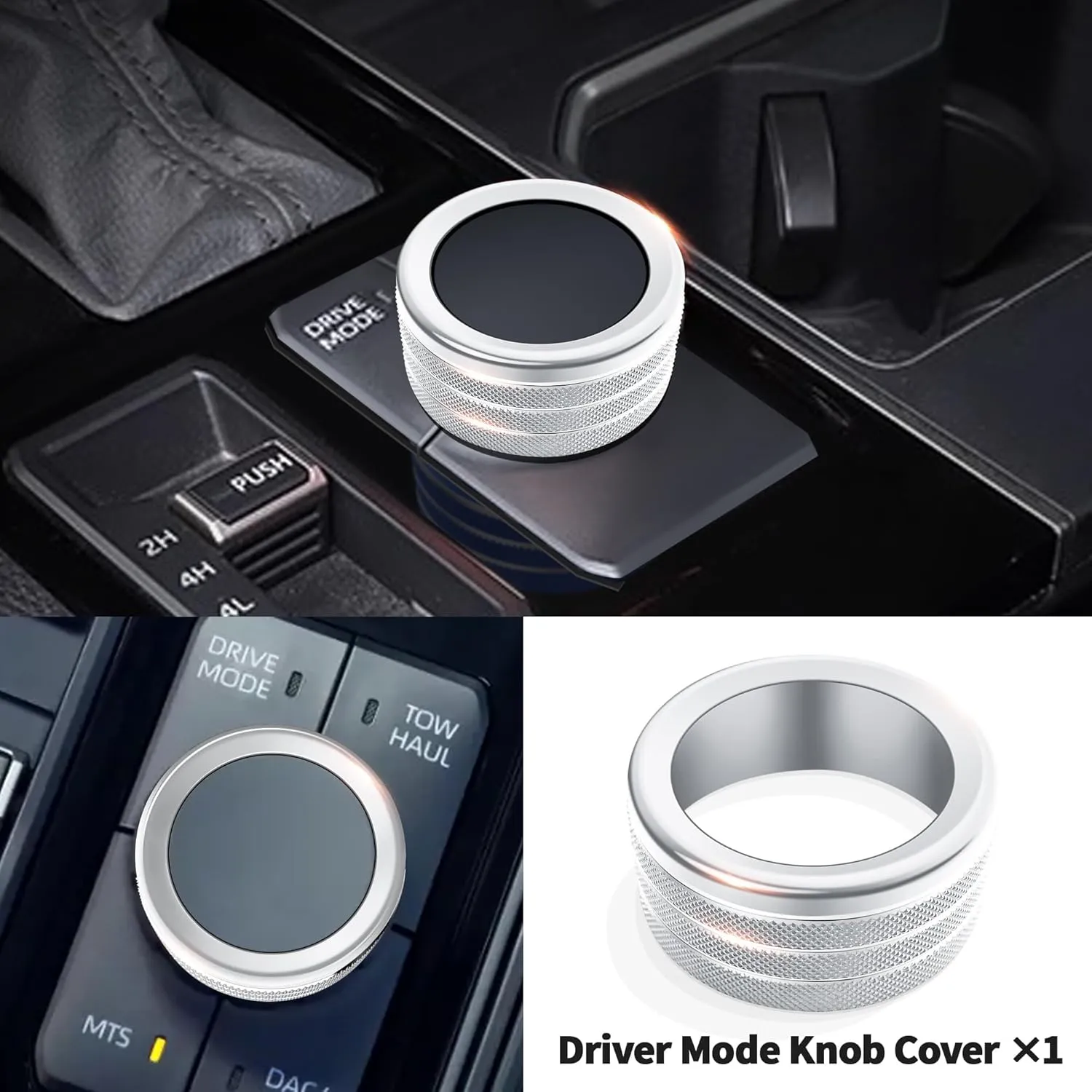 Knob Cover Accessories for Toyota Tundra 2022-2025 & Sequoia 2023-2025, 5pcs Aluminum Alloy Trim Set (Silver, 14-inch Display Screen)