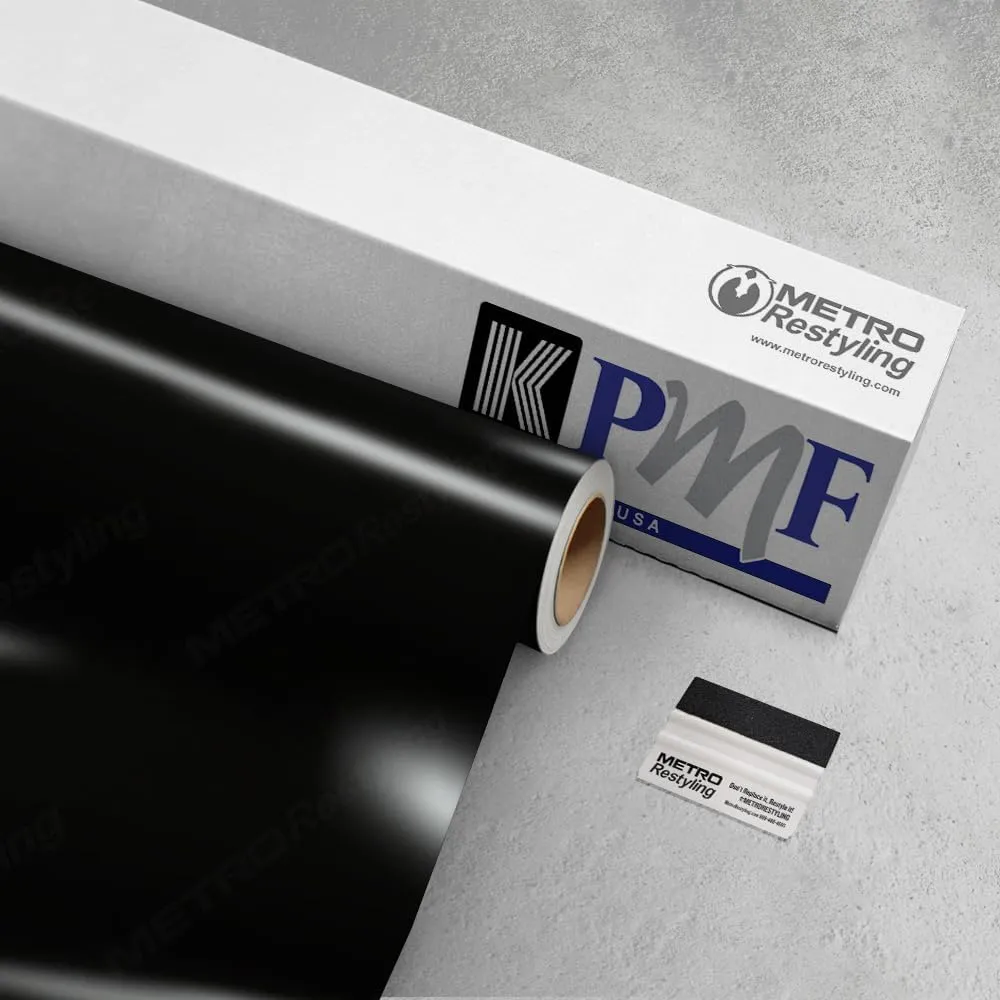 KPMF Gloss Perfect Black Vinyl Wrap 5ft x 6ft w/Metro Restyling Squeegee | K75443
