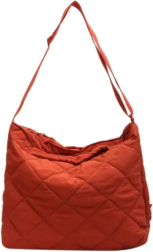 Large Capacity Shoulder Messenger Bag Rhombus Pattern Solid Color Women Crossbody Handbag Vintage for Office Work