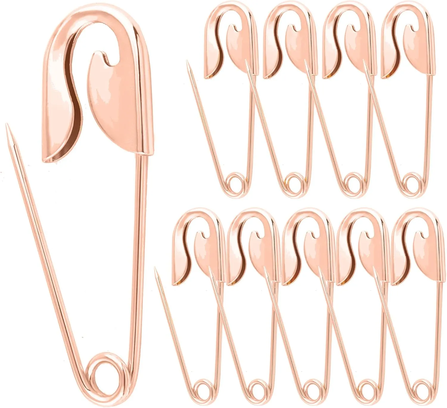 Large Safety Pins Skirt Shawl Large Pin Accessory Hardware Making 4" Giant Laundry Pins Jewelry Jumbo Horse Blanket Pins Handbag Pins 10Pcs (Rose Gold)
