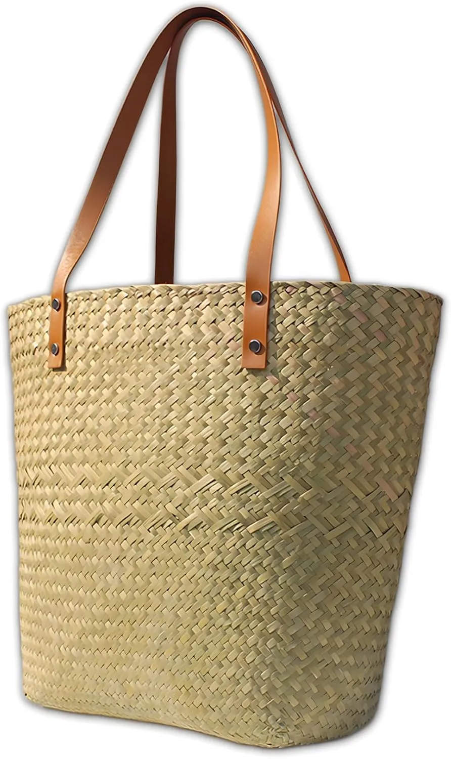 Large Straw Beach Tote Bag Straw Shoulder Bags for Women, Natural Woven Handbag No Lining Summer Purse for Vacation