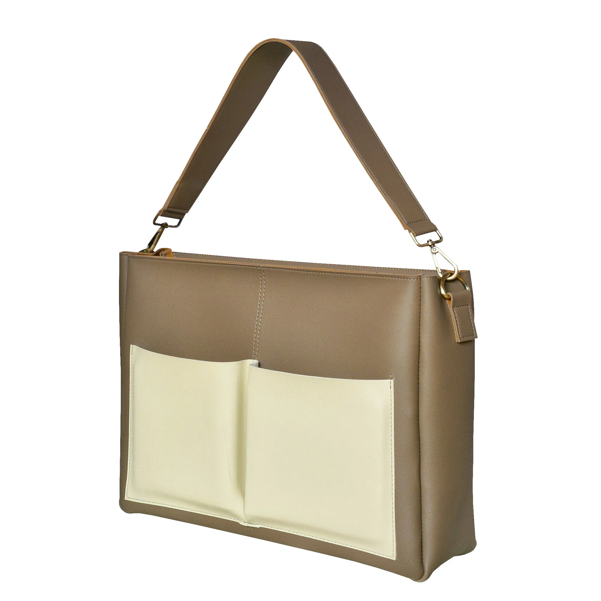 Large Vegan Leather Tote Bag for Women | Mouse Brown Tote Bag for Office and Travelling
