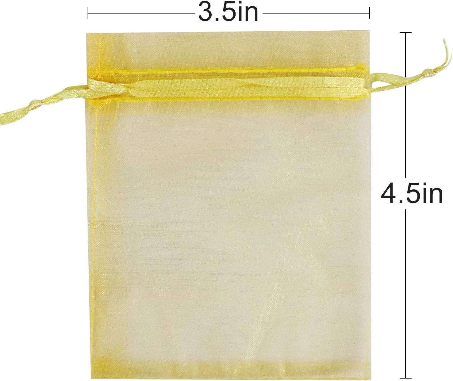 Lautechco 100Pcs Organza Bags - 3.5x4.5 inches Golden Mesh Drawstring Gift Bags for Christmas
