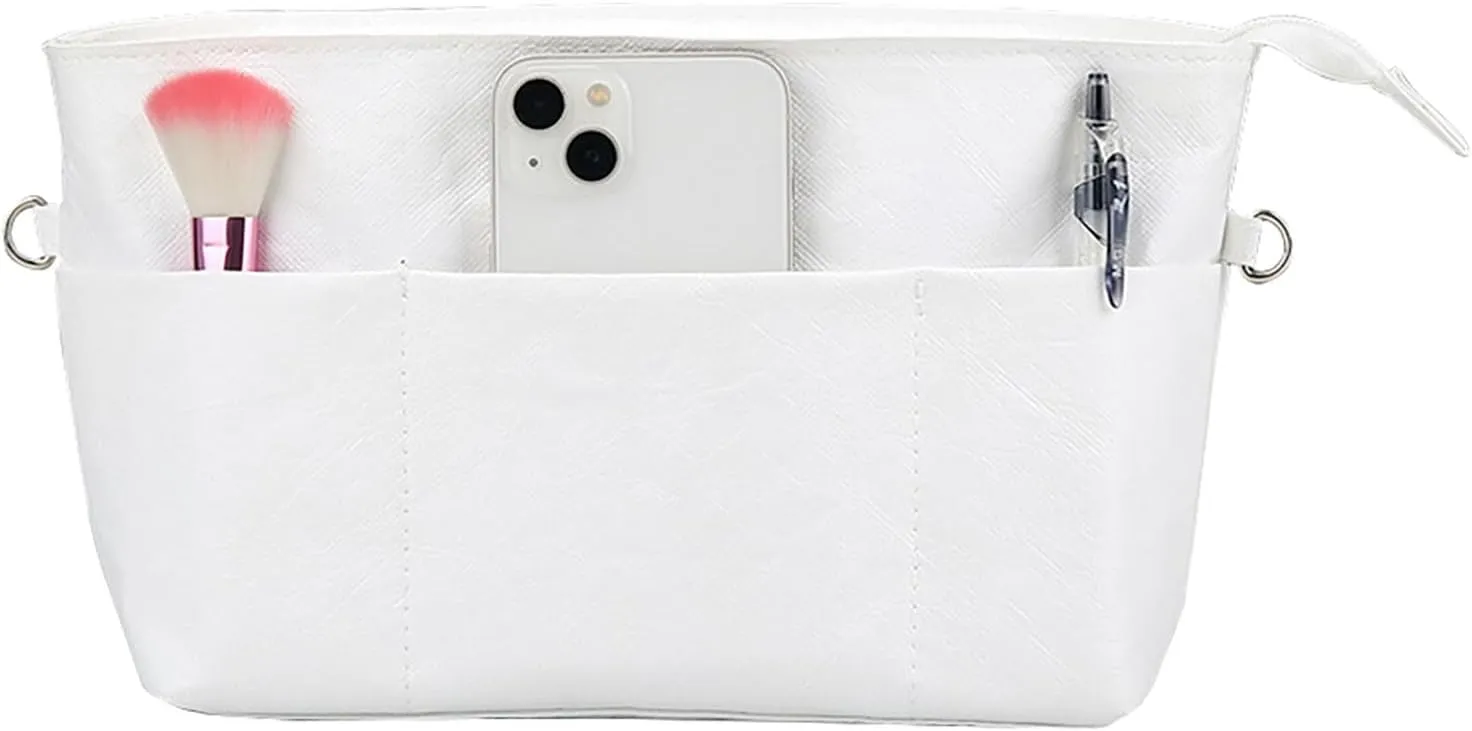 Lckaey Upgraded purse organizer insert for longchamp le pliage and neverfull handbag Ultra-light Dupont Paper insert 4002white-L