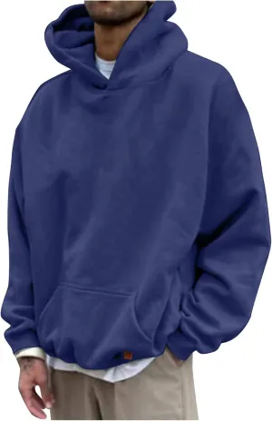 LCMTWX Men Hoodies And Winter Casual Loose Solid Hooded Sweater Top Drawstring Men's Hooded Sweatshirt Cotton Sweatshirt